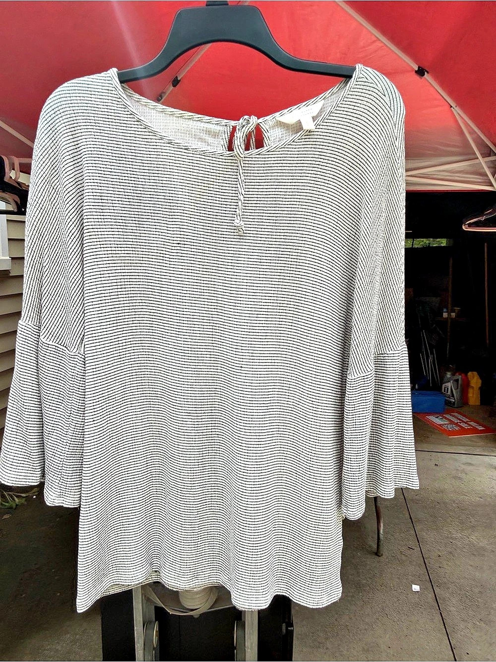 LC Lauren Conrad Striped Bell Sleeved Tunic in White & Black